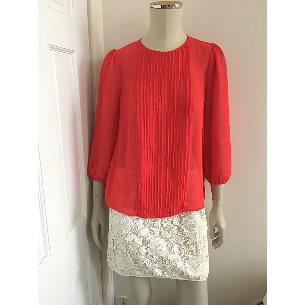 Sheer Red Tuxedo Blouse